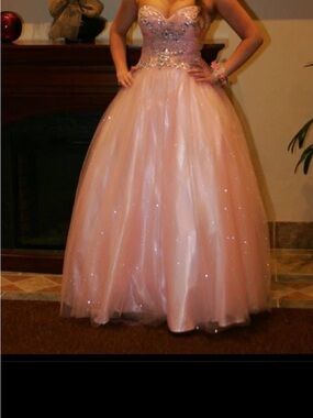 Alyce Paris Sparkling Light Pink Strapless Ball Gown